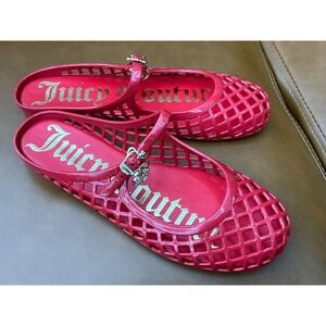 Juicy Couture Flirty 2 Jelly Sandals Women 7 Red  Rhinestone Heart Charm